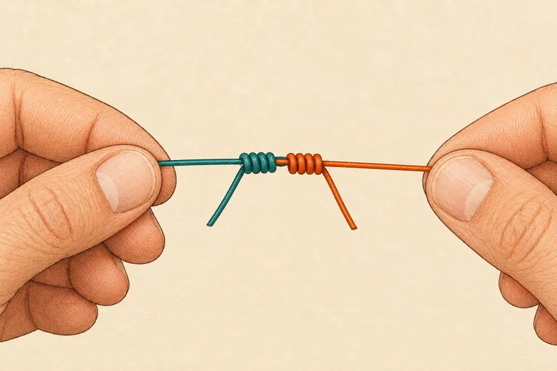 Overlap the two line ends and pinch them together at the center