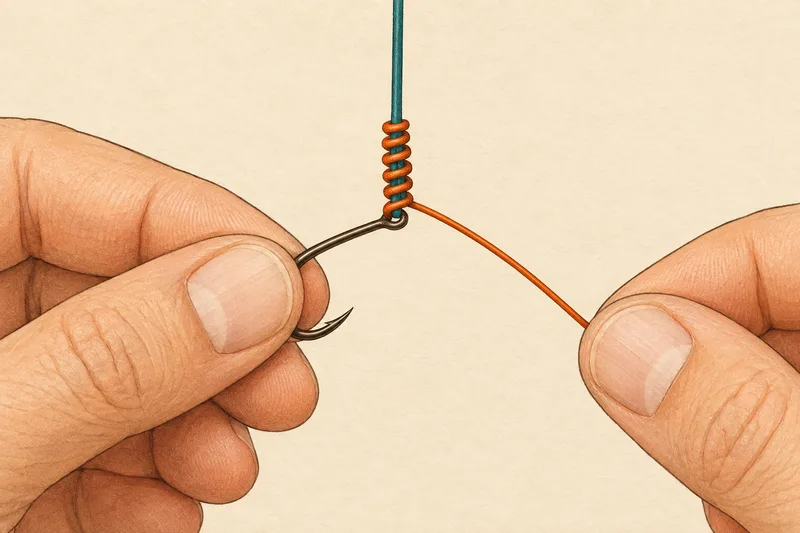 Wrap the tag end around the standing line five to six times