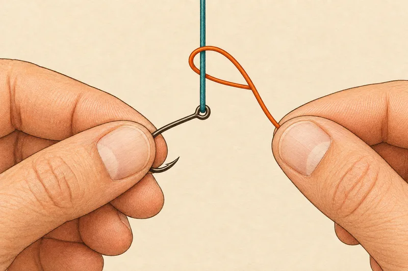 Wrap the tag end once around the standing line to form a loop, then thread the tag back down through that loop