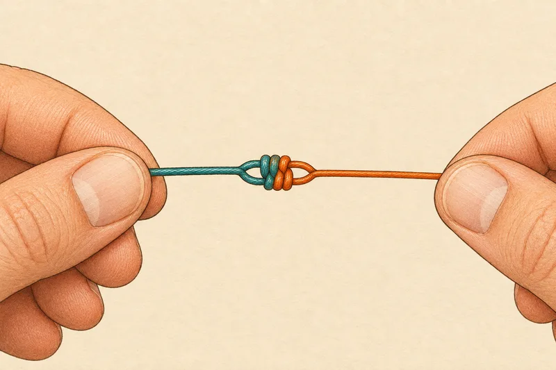 Bring the fly line loop over the leader material and pull both loops snug into an interlocking connection