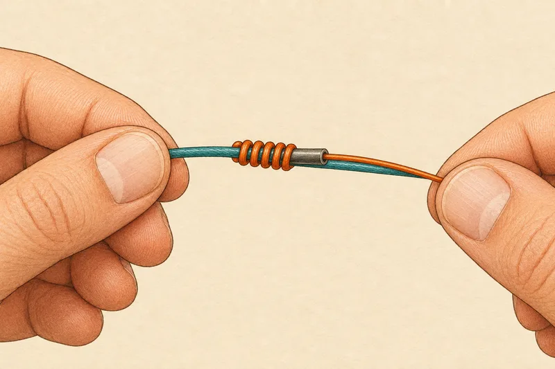 Wrap the leader tag around the fly line and tube five to six times, then thread the tag back through the tube